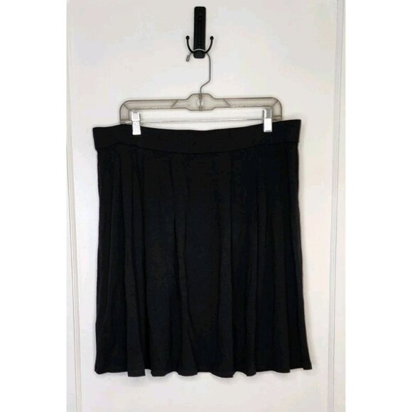 Eileen Fisher Short Pleated Skirt Womens XL Black Pull On Pockets Stretch New - Picture 2 of 4
